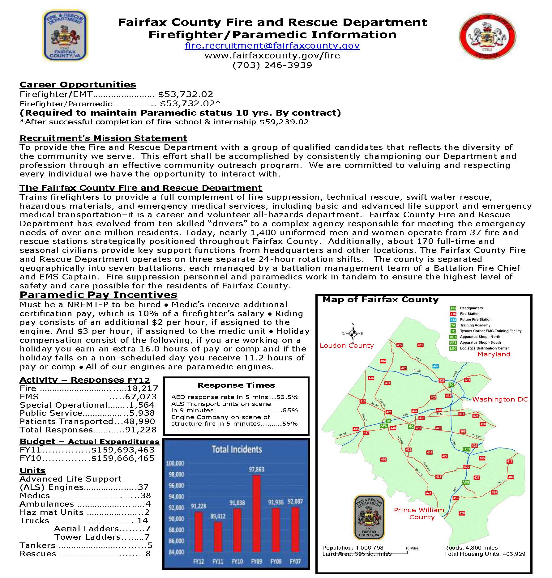 Fairfax County Fire & Rescue, VA, Hiring FF/EMT – FF/Paramedic