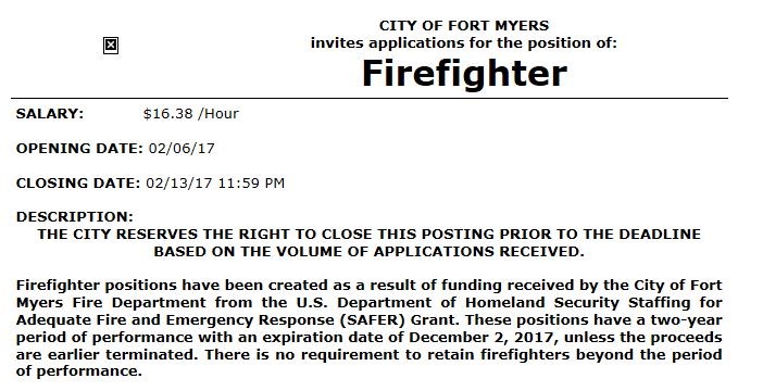 City of Fort Myers Hiring Firefighter