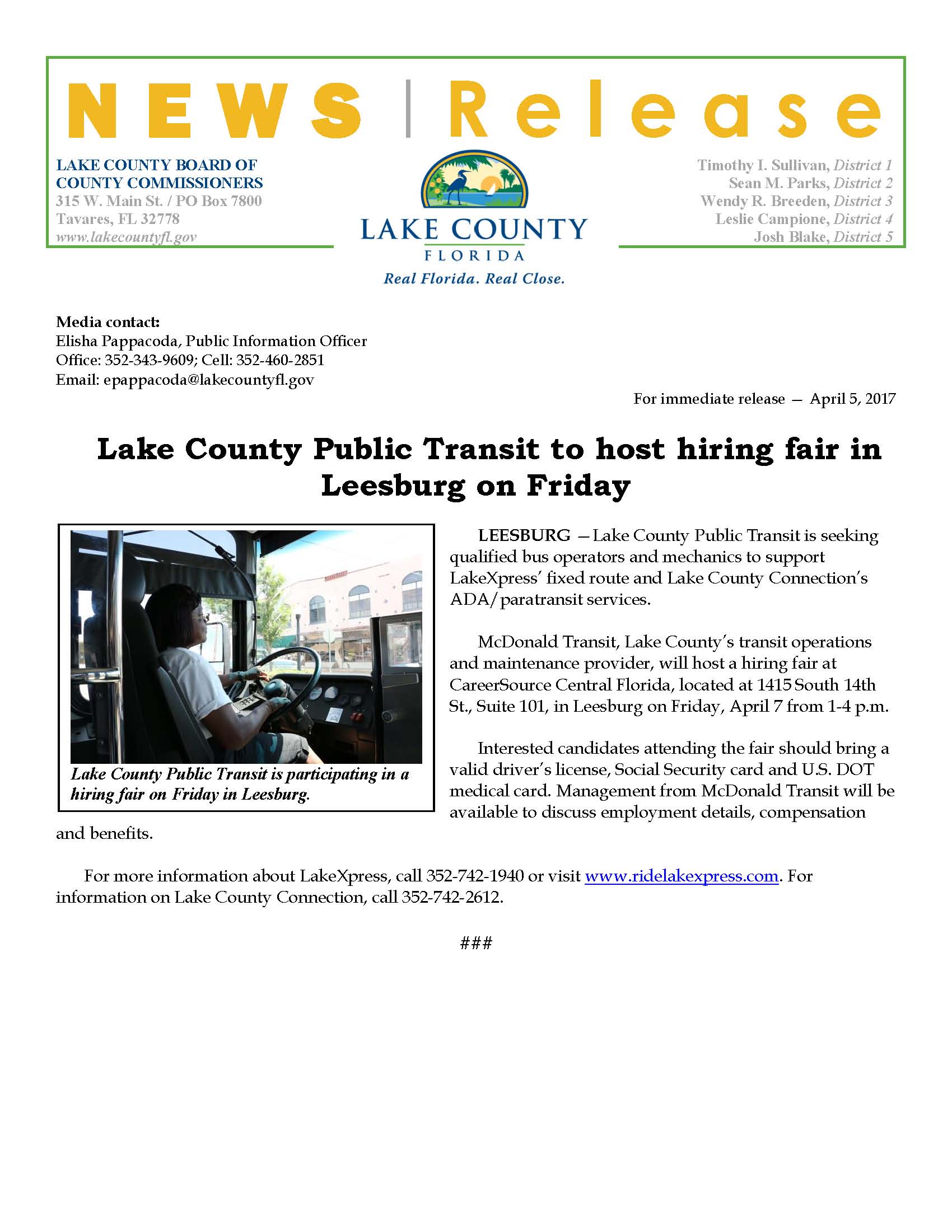 Lake County Public Transit Hiring