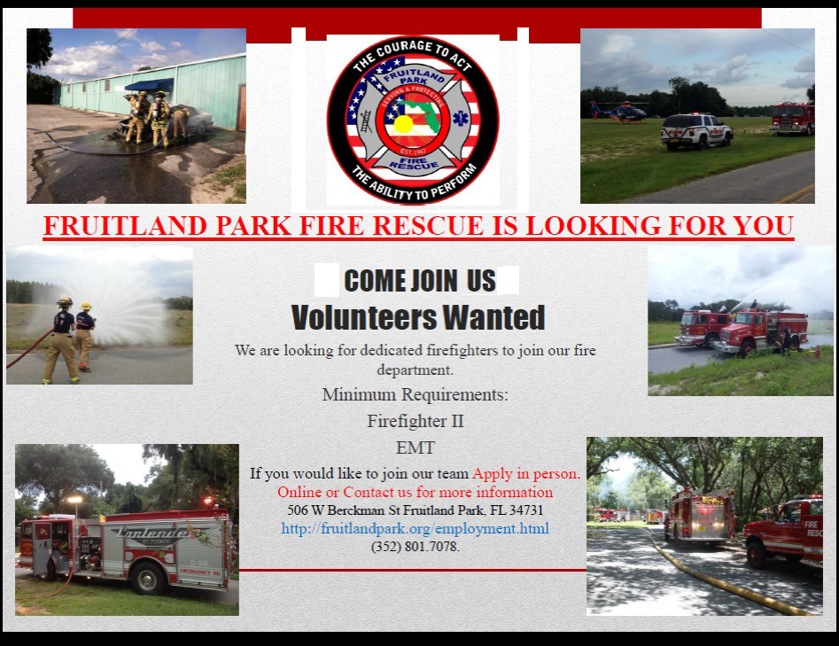 Fruitland Park Fire Rescue Looking for Volunteers