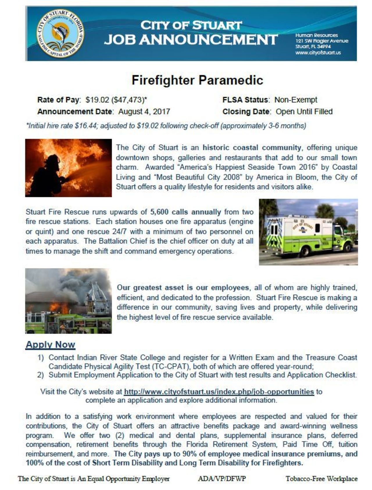 City of Stuart Hiring Firefighter/Paramedic