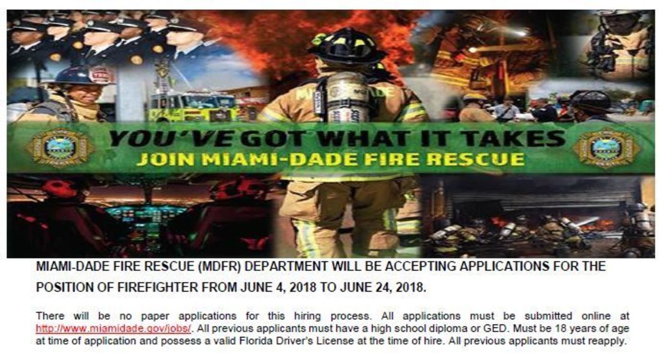 Miami-Dade Fire Rescue Hiring Firefighter