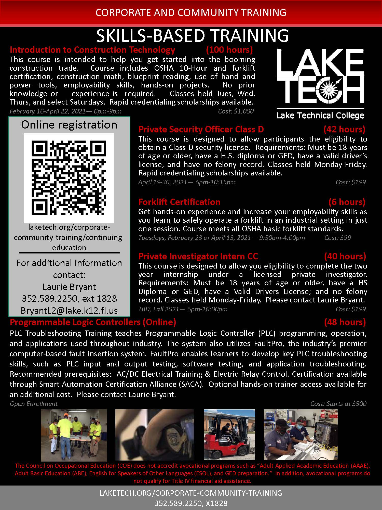 Corporate and Community Training (CCT) ~ 02/05/21 Spring 2021 Newsletter Flyer w pictures 020521 Corporate and Community Training (CCT) ~ 02/05/21