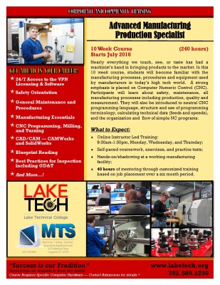 Short Term Training MTSS Course 309x400 Manufacturing