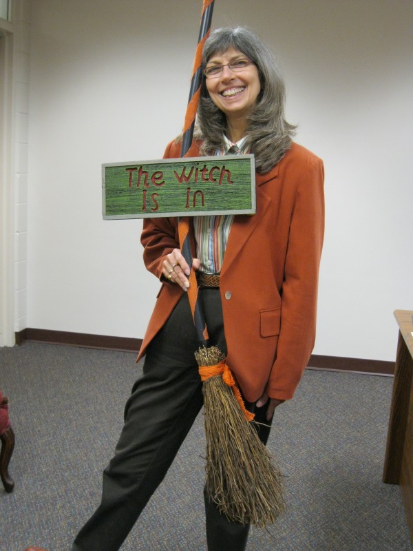 Dr. Lindamood and her broom.102711 002 600x800 Friday Update 10/28/11