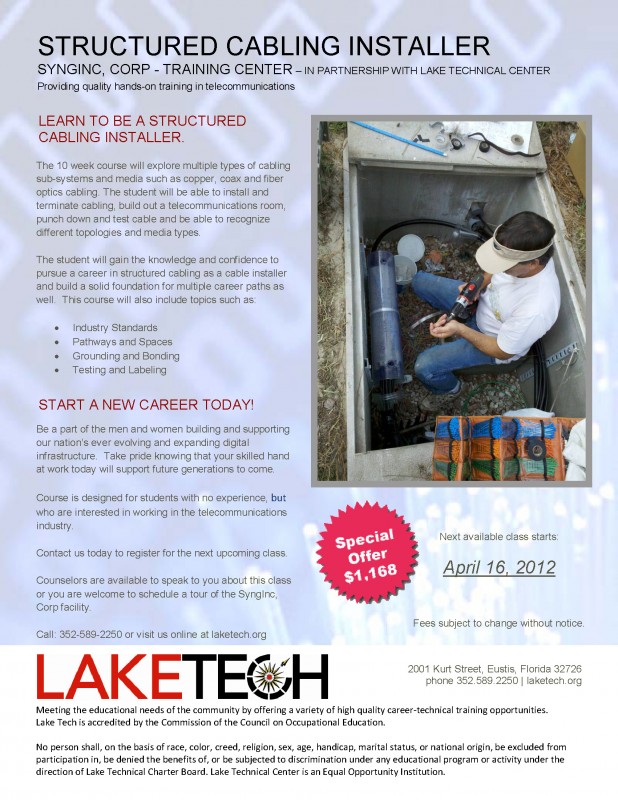 Structured Cabling Flyer Lake Tech 618x800 Structured Cabling Installer
