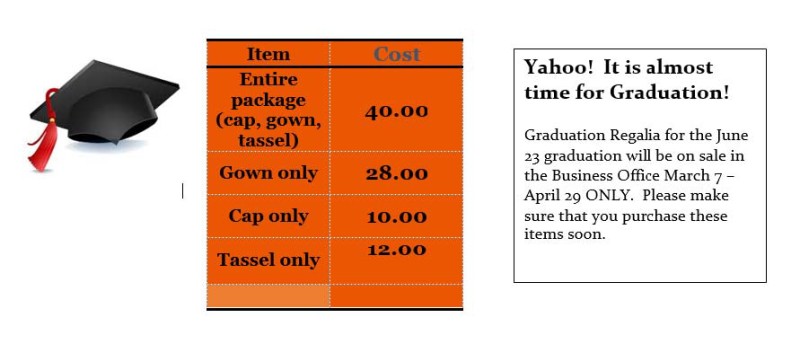 Graduation Regalia Purchase Ad 800x344 Friday Update 3/4/16