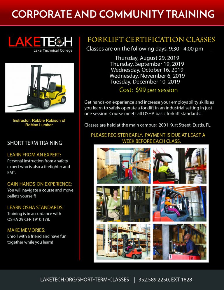 Forklift Certification Classes CCT, Forklift