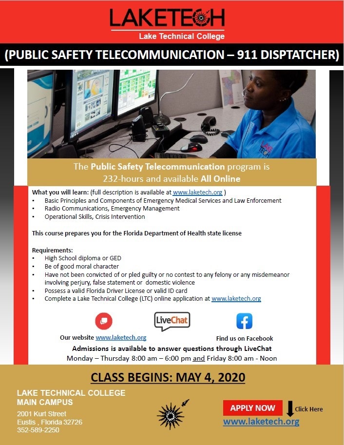 thumbnail 911 Enroll Now! Public Safety Telecommunication   911 Dispatcher