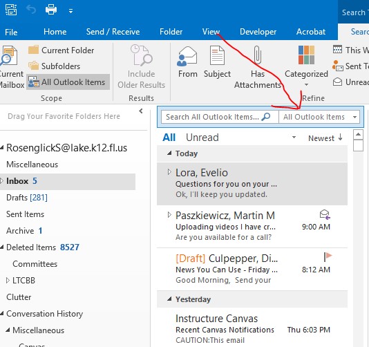 Searching your emails in outlook Tech Tip ~ Searching Your Emails in Outlook