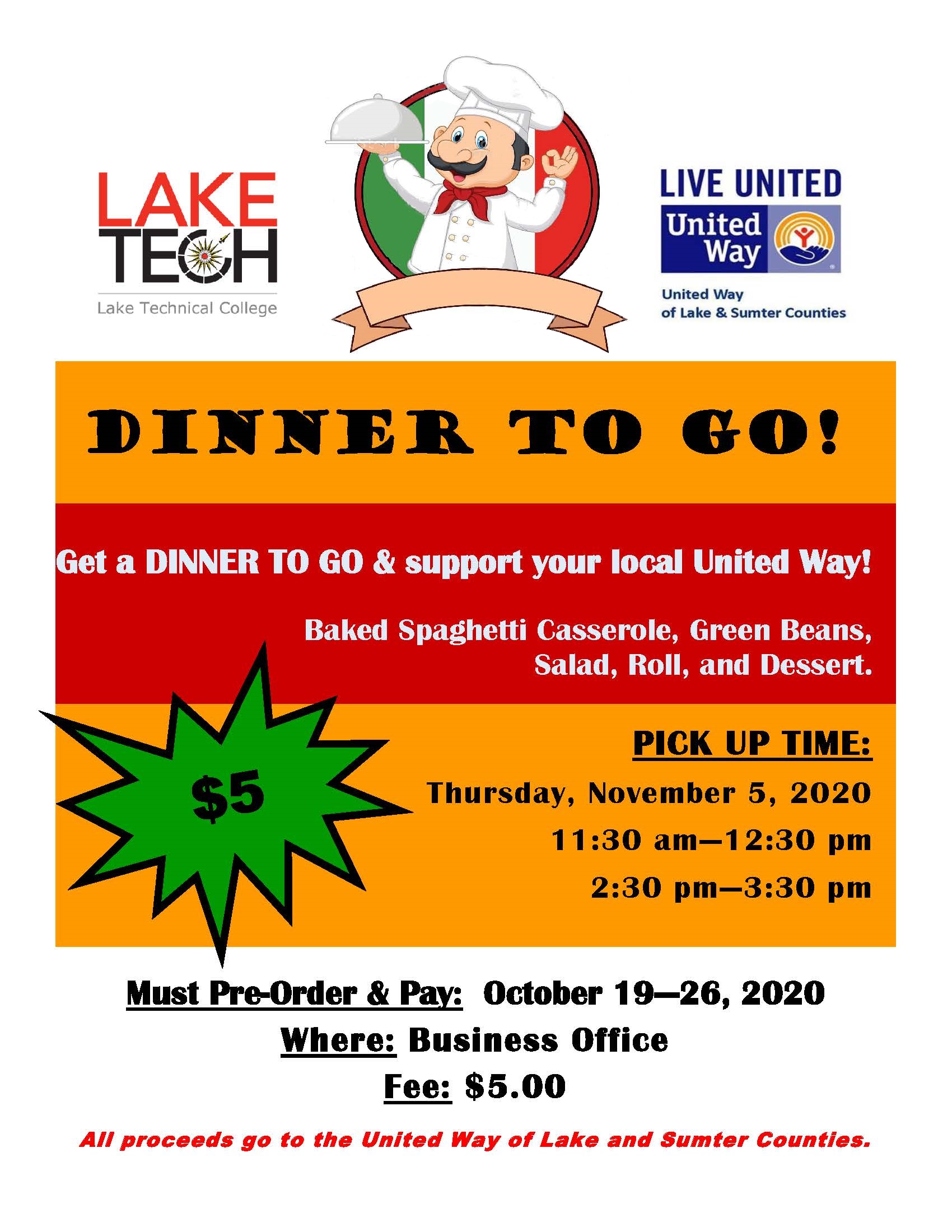 Dinner to Go Flyer 100920 On Campus and In The Community ~ 10/30/20