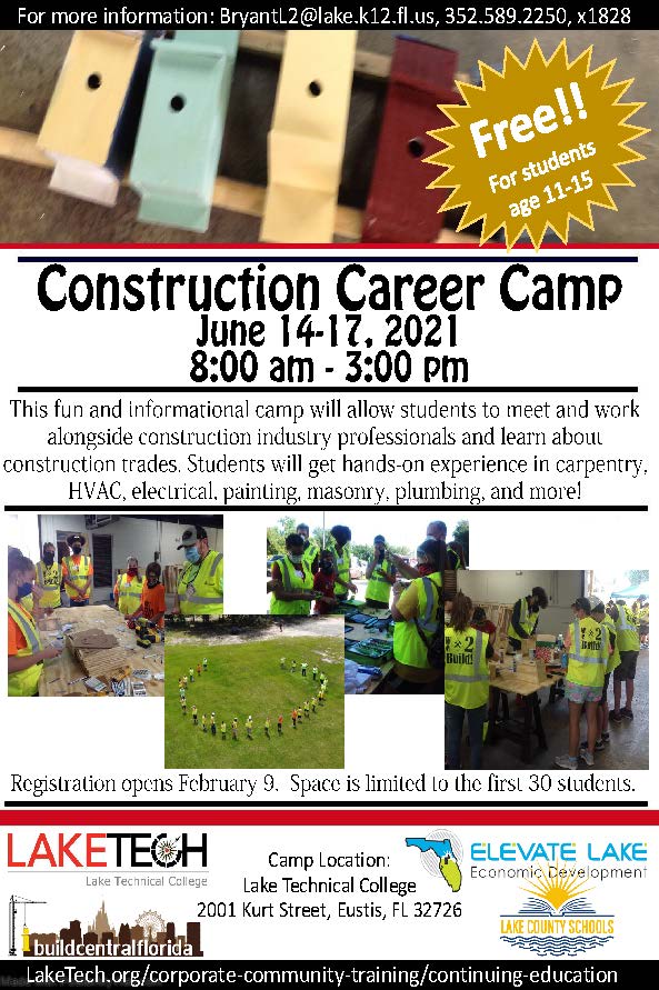 Construction Summer Camp 2021 020521 Corporate and Community Training (CCT) ~ 02/05/21