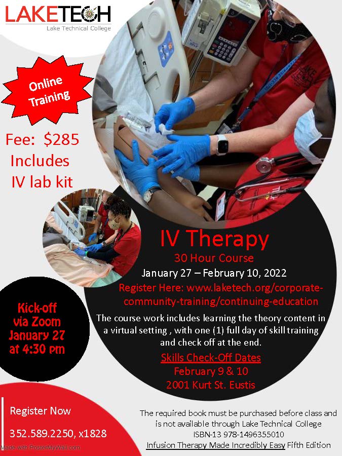 IV Therapy Spring 2022 Enroll for CCT Courses ~ Spring 2022